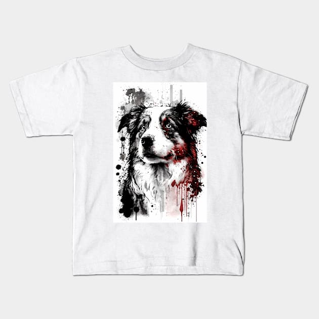 Australian Shepherd Portrait Kids T-Shirt by TortillaChief